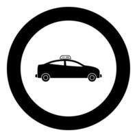 taxi zwart pictogram in cirkel vectorillustratie vector