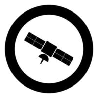 satellietpictogram zwarte kleur in cirkel vector