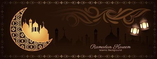 religieuze ramadan kareem islamitische festival groet banner met moskee vector
