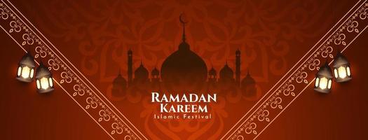 ramadan kareem islamitische festival groet banner met moskee vector