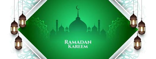 ramadan kareem islamitische festival groet banner met moskee vector