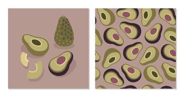 avocado fruit en patroon vector