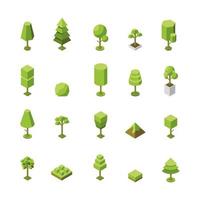 vector set van boom isometrische pictogrammen. verzameling van natuurlijke botanische voorwerpen. 3D illustratie van planten. het concept van het afbeelden van boom in de vorm van een eenvoudige geometrische vorm. plant voor het park, tuin