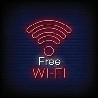 gratis wifi neonreclame stijl tekst vector