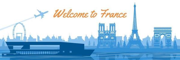belangrijkste en beroemde bezienswaardigheden en symbool van Frankrijk in de buurt van de rivier vector