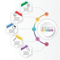 vector infographic sjabloon met 3D-papieren label, geïntegreerde kringen. bedrijfsconcept met opties. voor inhoud, diagram, stroomdiagram, stappen, onderdelen, tijdlijninfographics, werkstroomlay-out, grafiek