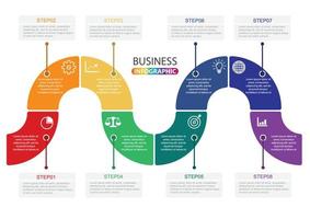 tijdlijn infographics ontwerpsjabloon met 8 opties, procesdiagram, vector eps10 illustratie