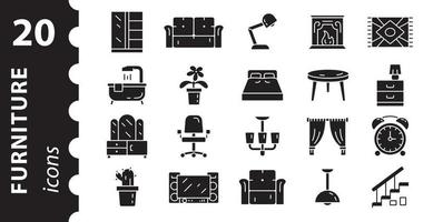 meubels icon set en home decor. pictogram collectie vector