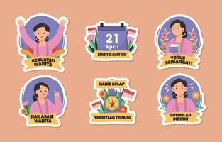 set kartini-dagstickers vector