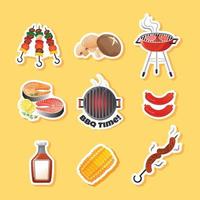 stickerpakket voor barbecue en grill vector