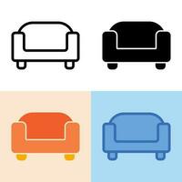 illustratie vectorafbeelding van sofa pictogram. perfect voor gebruikersinterface, nieuwe applicatie, enz. vector