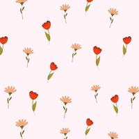 schattig naadloos patroon met verspreide bloemen. eenvoudige meisjesachtige print. vectorillustratie voor scrapbooking, postkaart vector