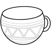 schattig zigzag patroon theekopje, koffiemok, hand getrokken doodle kunst illustratie. vector