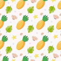 naadloos patroon met ananas. zomer tijd. cartoon strand thema. print voor handdoeken, shorts, banken, tassen, sjaals, badmode. vectorillustratie, plat vector