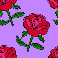 schattige cartoon doodle roos naadloze patroon. bloemen element achtergrond. vector