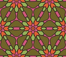 abstracte kleurrijke doodle geometrische naadloze bloemenpatroon. bloemen achtergrond. caleidoscoopmozaïek, geotegel van dunne lijnornament. vector