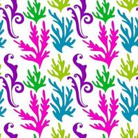 kleurrijk abstract naadloos patroon met organische vormen, bloemenkrullen, bladeren. vector