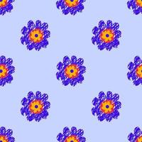 schattige cartoon polka dot bloemen in vlakke stijl naadloze patroon. bloemen kinderlijke stijl achtergrond. vector