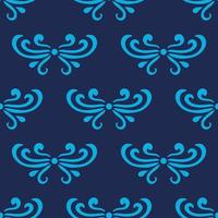 kleurrijk marineblauw abstract damast naadloos patroon van krullen in retro stijl. bloemen vintage achtergrond. art nouveau-stijl ontwerp. vector