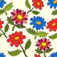 naadloze patroon met kleurrijke fantasie doodle cartoon bloemen, bloemen inpakpapier, achtergrond. vector