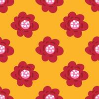 schattige cartoon polka dot bloemen in vlakke stijl naadloze patroon. bloemen kinderlijke stijl achtergrond. vector