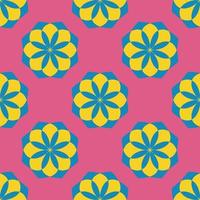 naadloos patroon met kleurrijke geometrische bloemen. bloemen ornament achtergrond. vector