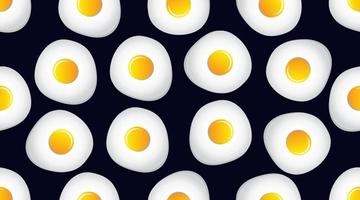 voedsel naadloos patroon met gebakken ei op donkerblauwe achtergrond. ornament voor textiel en verpakking. vectorillustratie. vector