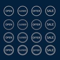 open aanbieding verkoop icon set monoline vector