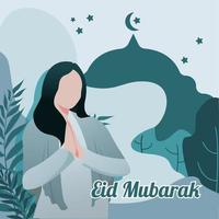 vlakke afbeelding van eid mubarak-viering vector