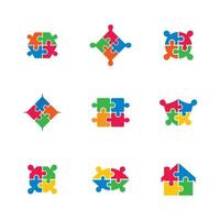 puzzel icon set in felle kleuren