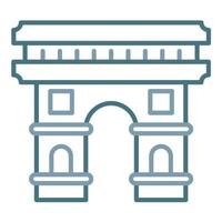 arc de triomphe lijn twee kleuren icoon vector