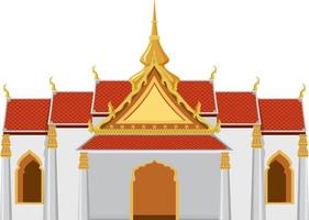 Thais tempelontwerp met rood en gouden dak vector