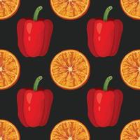 sinaasappel en rode peper hand tekenen groente naadloos vector