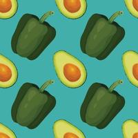 avocado en groene peper hand tekenen plantaardig naadloos patroonontwerp vector