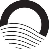 oceaan en zon icoon, negatief ruimte oceaan logo, letter o voor oceaan logo, vector