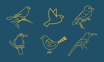 set vogellogo in een minimale lineaire stijl. creatieve abstracte vogellogo-collectie vector
