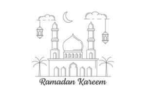 ramadan kareem vector ontwerp illustratie monoline of lijn kunststijl