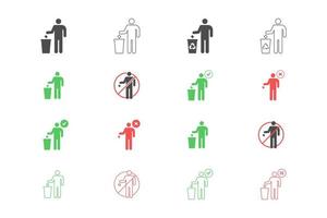 prullenbak pictogram set vector ontwerp