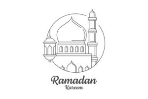 ramadan kareem vector ontwerp illustratie monoline of lijn kunststijl