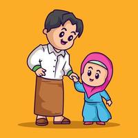 schattig moslim kind ramadan kareem vector