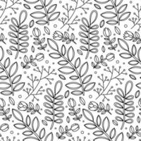 zwart en wit bloemen vector naadloos patroon
