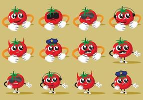 premium tomaat fruit cartoon icoon logo vector