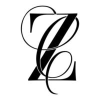 zc, cz, monogramlogo. kalligrafisch handtekeningpictogram. bruiloft logo monogram. moderne monogram symbool. koppels logo voor bruiloft vector