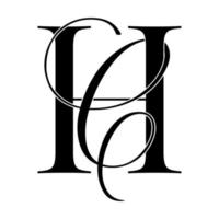 hc, ch, monogram-logo. kalligrafisch handtekeningpictogram. bruiloft logo monogram. moderne monogram symbool. koppels logo voor bruiloft vector