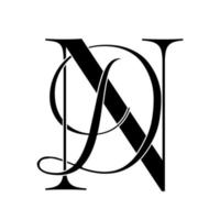 nd, dv, monogram-logo. kalligrafisch handtekeningpictogram. bruiloft logo monogram. moderne monogram symbool. koppels logo voor bruiloft vector