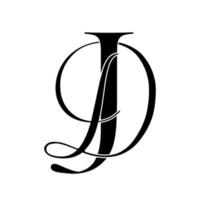 jd, dj, monogram-logo. kalligrafisch handtekeningpictogram. bruiloft logo monogram. moderne monogram symbool. koppels logo voor bruiloft vector