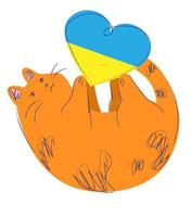 kat met blauw-geel hart vector