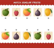 overeenkomen met soortgelijke van cartoon fruit. bijpassende spel. educatief spel voor kleuters en peuters vector