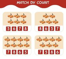 match door telling van cartoon loquats. match en tel spel. educatief spel voor kleuters en peuters vector