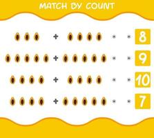 match door telling van cartoon papaja's. match en tel spel. educatief spel voor kleuters en peuters vector